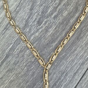 Gold Crystal-Accented Link Y Necklace